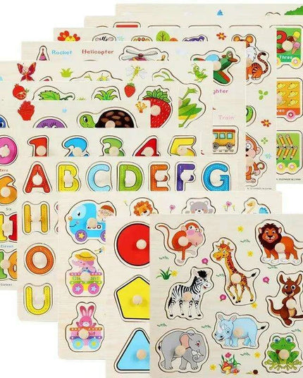 Interactive Montessori Wooden Puzzle Set - Fun Learning Toy for Early Childhood Development