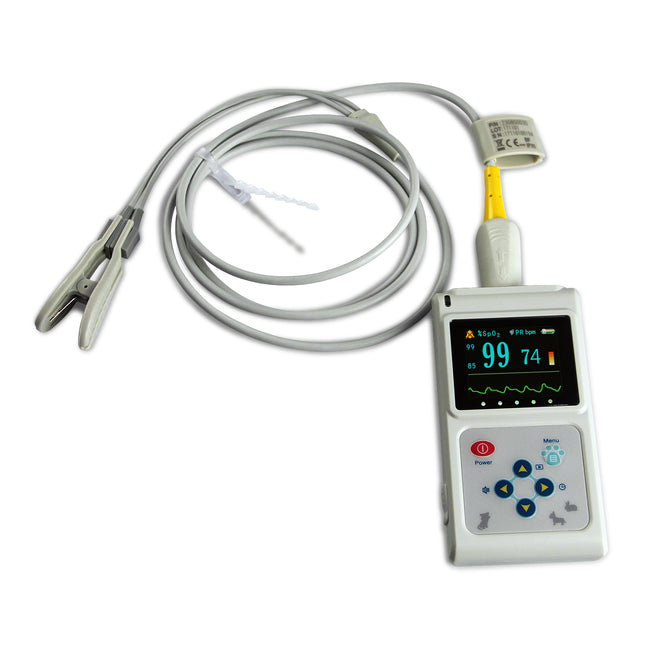Handheld Veterinary Pulse Oximeter with Clip Probe & PC Data Transfer