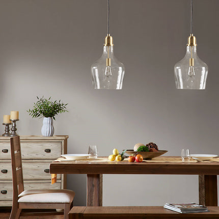 Room & Decor Bell Shaped Glass Pendant Light - Gold Finish, 13" Diamet