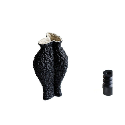 Wabi Sabi Matte Black Ceramic Vase Handmade Flower Vase Decoration