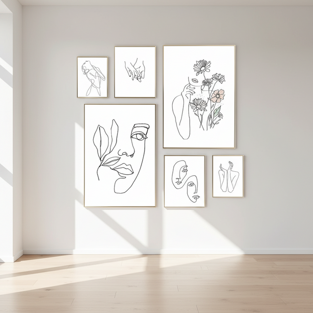 Abstract Line Face Female Minimalist Wall Mural