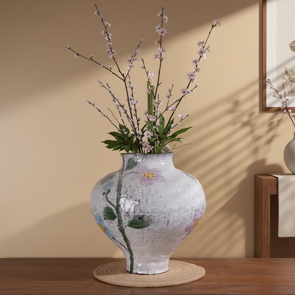 Rustic Ceramic Flower Vase For Indoor Decor 26 x 26.5 cm Desktop