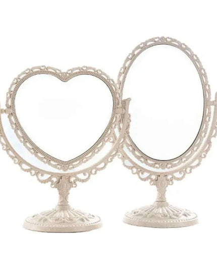 Vintage Nordic Heart-Shaped Acrylic Double-Sided Rotatable Makeup Mirror