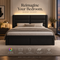 Queen Upholstered Bed Frame with LED Lighting & Faux Leather Headboard — No Box Spring Needed Platform Beds & Bed Frames queen-upholstered-bed-frame-with-led-lights-faux-leather-no-box-spring-needed-black Furniture > Bedroom Furniture > Beds & Bed Frames
