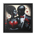 Elegant Black Pinewood Framed Valentine's Night Couple Canvas Art