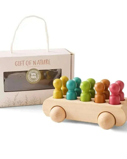Educational Wooden Train Set for Babies - Montessori-Inspired Learning Toy with Trolley and Number Blocks