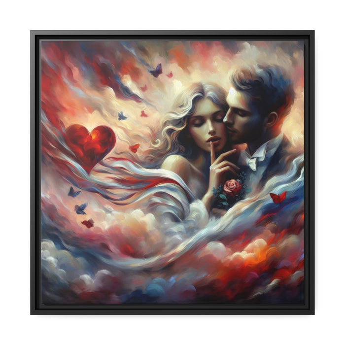 Valentine Romance Matte Canvas Art in Stylish Black Pinewood Frame
