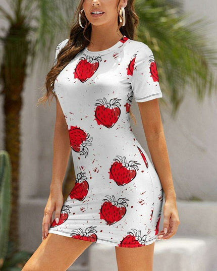 Chic White Short Sleeve Crew Neck Dress - A Must-Have for Every Wardrobe