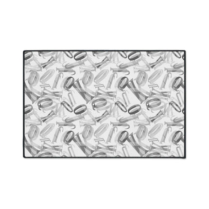 Customizable Monochrome Non-Slip Polyester Floor Mat with Chic Black Border