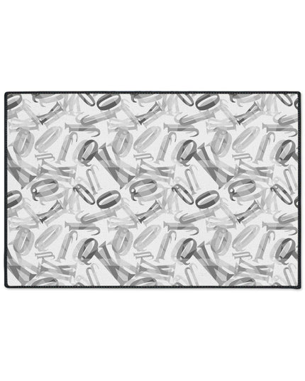 Customizable Monochrome Non-Slip Polyester Floor Mat with Chic Black Border