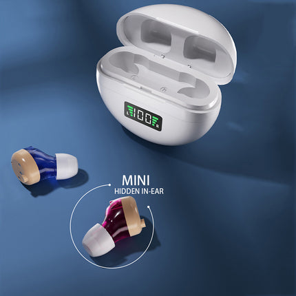 In-Ear Invisible Hearing Aid — 25hr Standby, Type-C, Pair, White | Très Elite