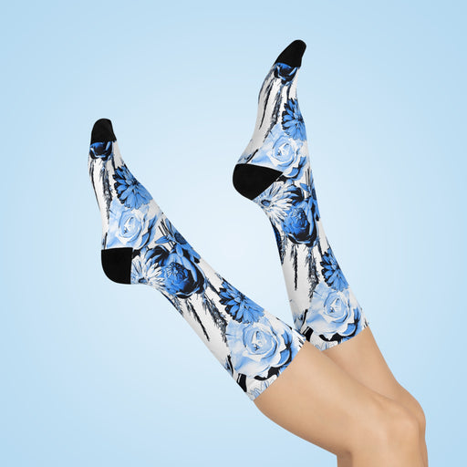 Cozy Chic Crew Socks: Elegant All-Over Print Footwear