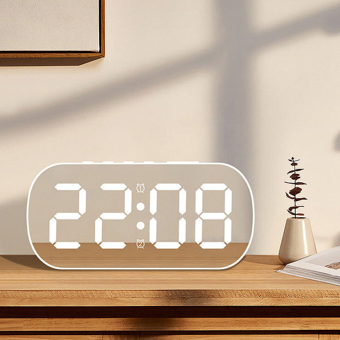 Sophisticated LED Digital Desktop Clock: Black & White with Green Accents