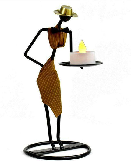 Artistic Vintage Iron Tealight Holders Featuring Elegant Women Figures