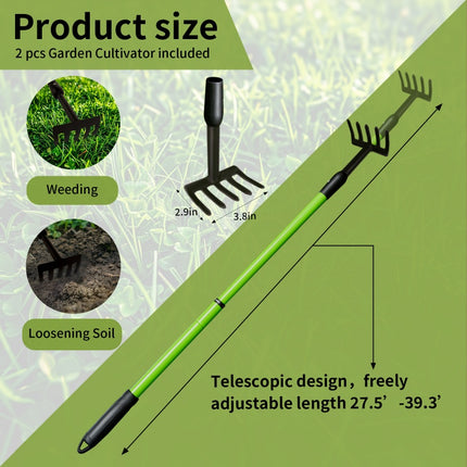 Peekaboo Studio Telescopic Handle Five-Tooth Rake with Adjustable Leng