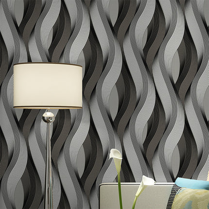 Peekaboo Studio 3D Abstract Wave Pattern PVC Wallpaper - Durable & Sty