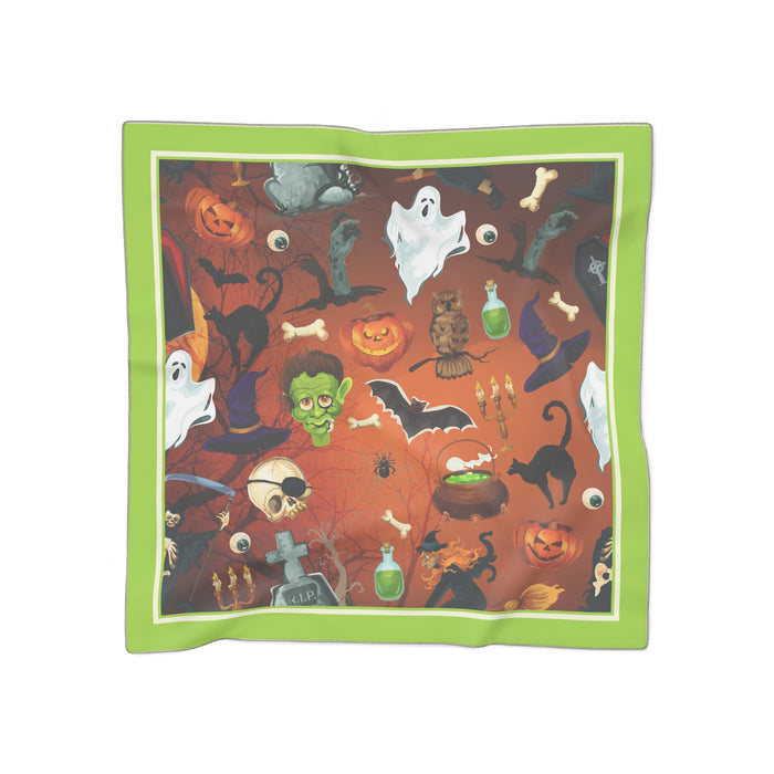 Sheer Halloween Polyester Scarf with Artist-Designed Print