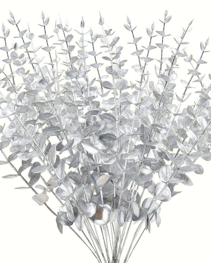 Elegant Golden Eucalyptus Stem Bundle - 15 Pieces for Festive Home Decor