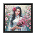 Sophisticated Ao Dai Girl Matte Canvas Print in Black Pinewood Frame