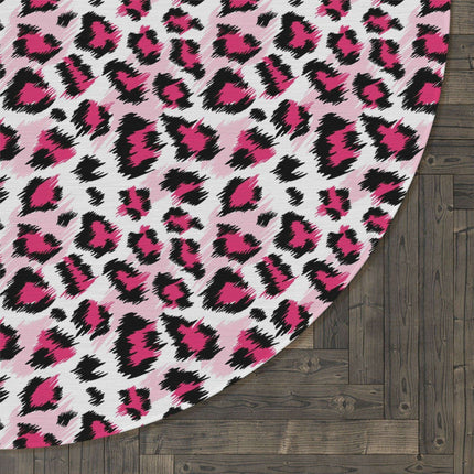 Chic Pink Leopard Chenille Round Rug - 60x60 Inch by Maison d'Elite