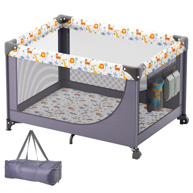 VEVOR Quick-Folding Portable Baby Playpen with Wheels & Safety Feature