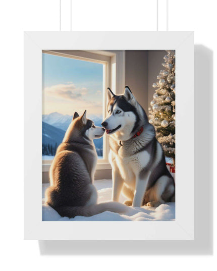 Sustainable Holiday Husky Vertical Wall Art Print