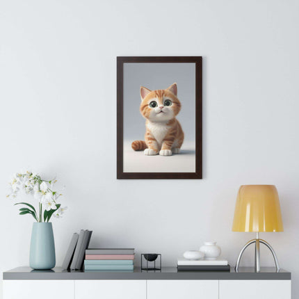 Sustainable Chic Cat Art Framed Print for Eco-Friendly Home Decor