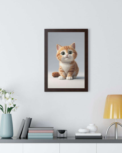 Sustainable Chic Cat Art Framed Print for Eco-Friendly Home Decor