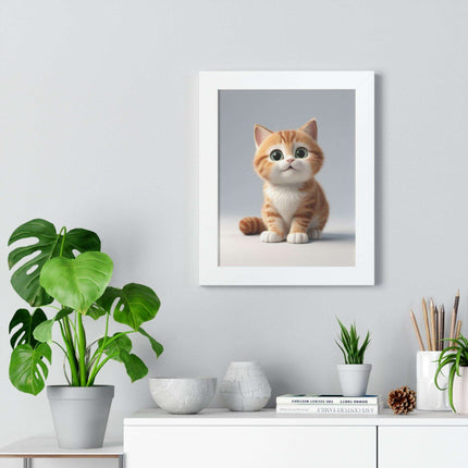 Sustainable Chic Cat Art Framed Print for Eco-Friendly Home Decor