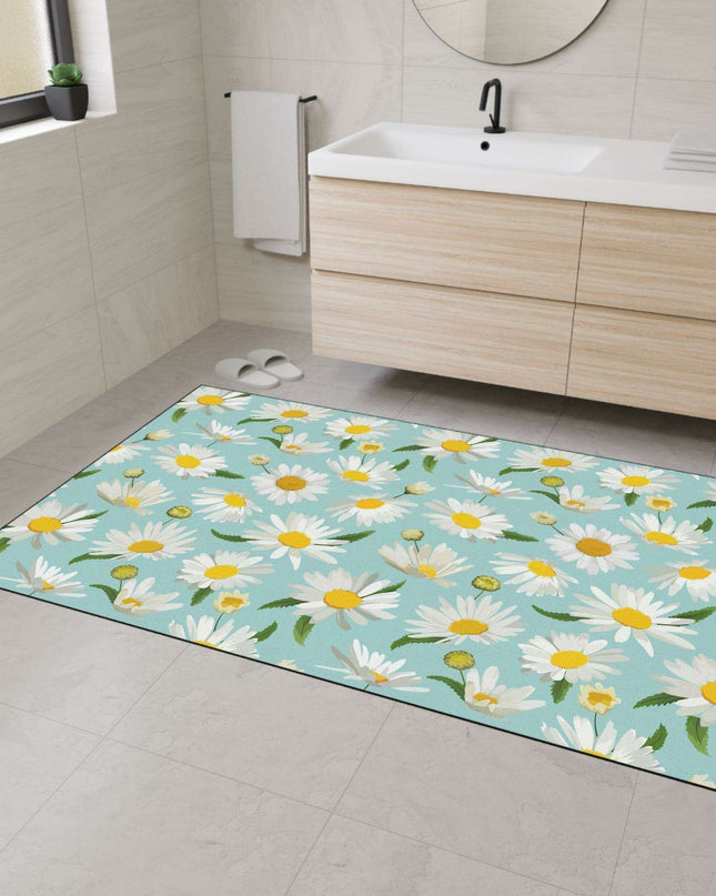 Chic Geometric Chamomile Area Rug with Elegant Black Edging and Anti-Slip Base