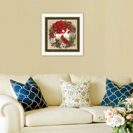 Linda Spivey Cardinal Wreath Wall Art - White Frame, Multicolor Print