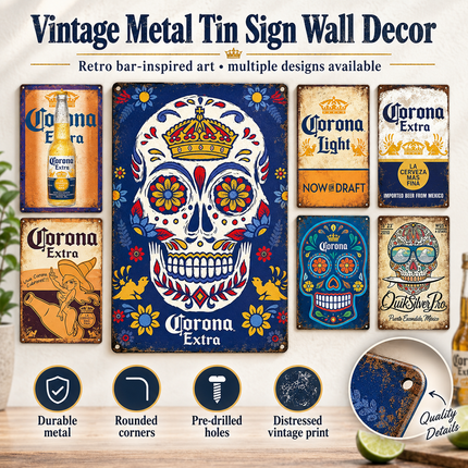 Vintage Beer Emblem Metal Wall Art — Retro Home Bar, Garage & Man Cave Sign