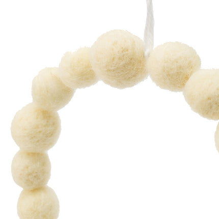Room & Decor 6.7" Cream Ball Wreath Ornaments, Set of 6 Wool Decor