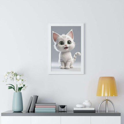 Elegant Feline Vertical Art Poster - Eco-Friendly Framed Design