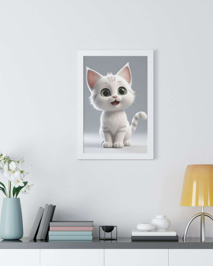 Elegant Feline Vertical Art Poster - Eco-Friendly Framed Design