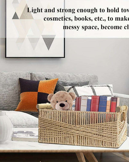 Charming Oversized Wicker Storage Basket with Comfortable Handles - Stylish Open Top Organizer for Any Room