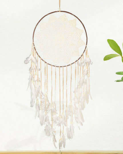 Bohemian Feather Dream Catcher – Handcrafted Wall Art for a Whimsical Ambiance