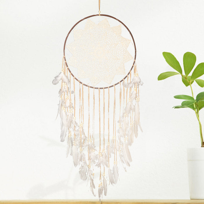 Bohemian Wedding Dream Catcher Wall Hanging with Feather Ornaments