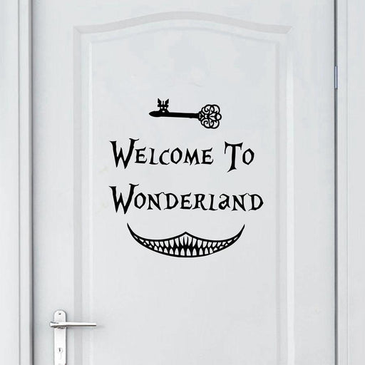 Alice in Wonderland Wall Sticker Art Decor Welcome To Alice in Wonderland Wall Decals Kids Room Wall Door Decoration eprolo