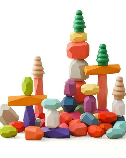 Colorful Wooden Building Blocks Kit for Creative Learning and Logical Development