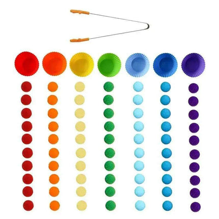 Rainbow Woodland Montessori Educational Toy - Wood & Wool Learning Board