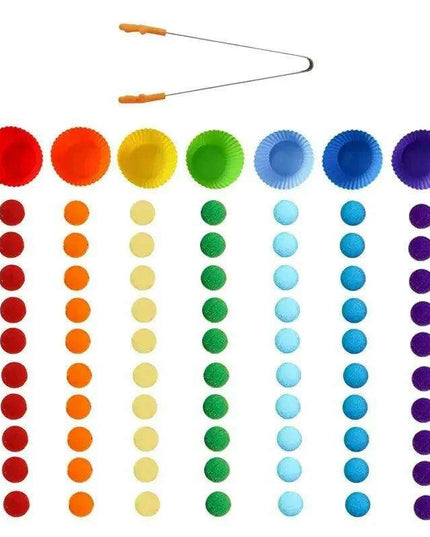 Rainbow Woodland Montessori Educational Toy - Wood & Wool Learning Board