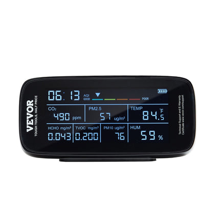 VEVOR Air Quality Monitor 9-IN-1 — CO2, PM2.5, TVOC, Humidity & Temperature