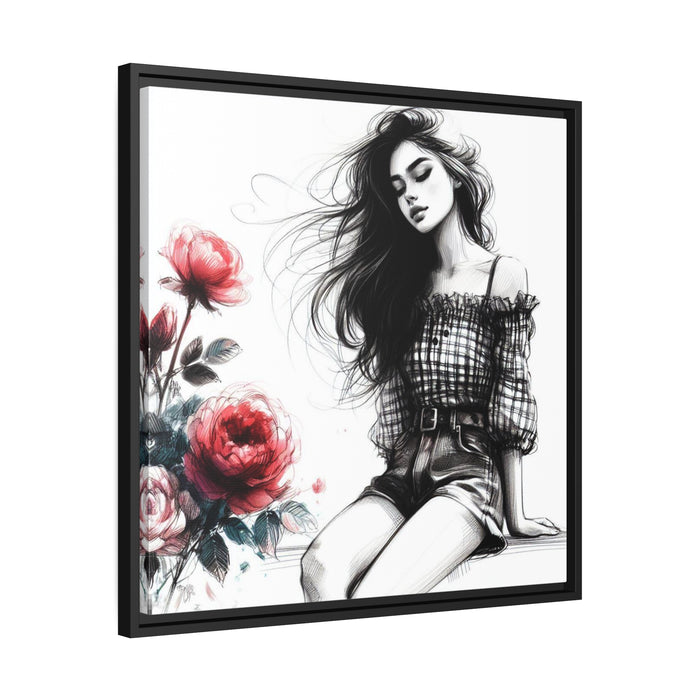 Romantic Girl - Valentine Matte Canvas Pinewood Frame