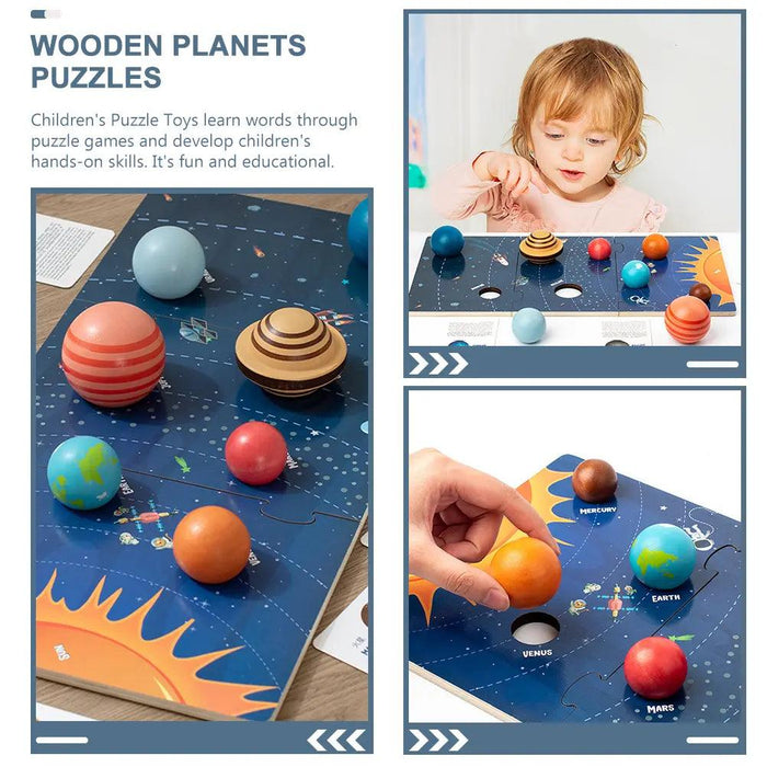 Galactic Discovery Wooden Puzzle Toy Set for Children