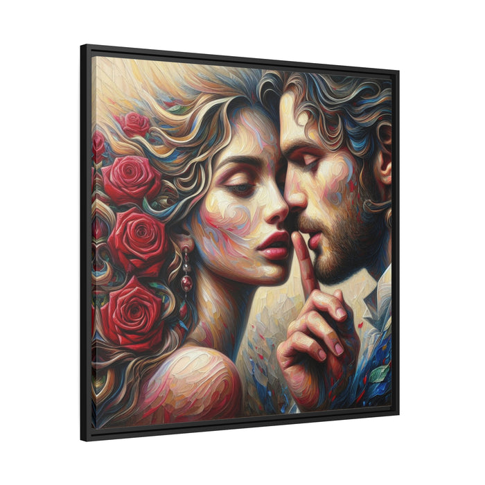 Valentine Romance Matte Canvas Wall Art with Black Pinewood Frame