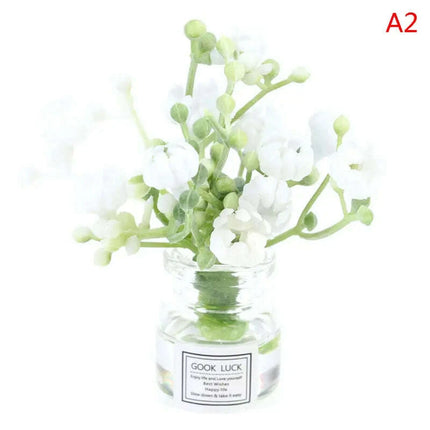 Hanging Mini Glass Vase Wind Chimes with Mini Flower Decor for Home and Dollhouse