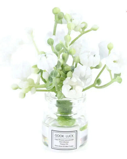 Hanging Mini Glass Vase Wind Chimes with Mini Flower Decor for Home and Dollhouse