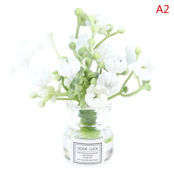 Hanging Mini Glass Vase Wind Chimes with Mini Flower Decor for Home and Dollhouse