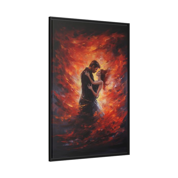 Elegant Love - Luxurious Matte Canvas Art in Sleek Black Pinewood Frame